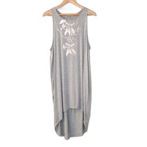 BLONDE PEACOCK Gray Pink Modal Blend Maxi Dress size L Casual Sleeveless Summer